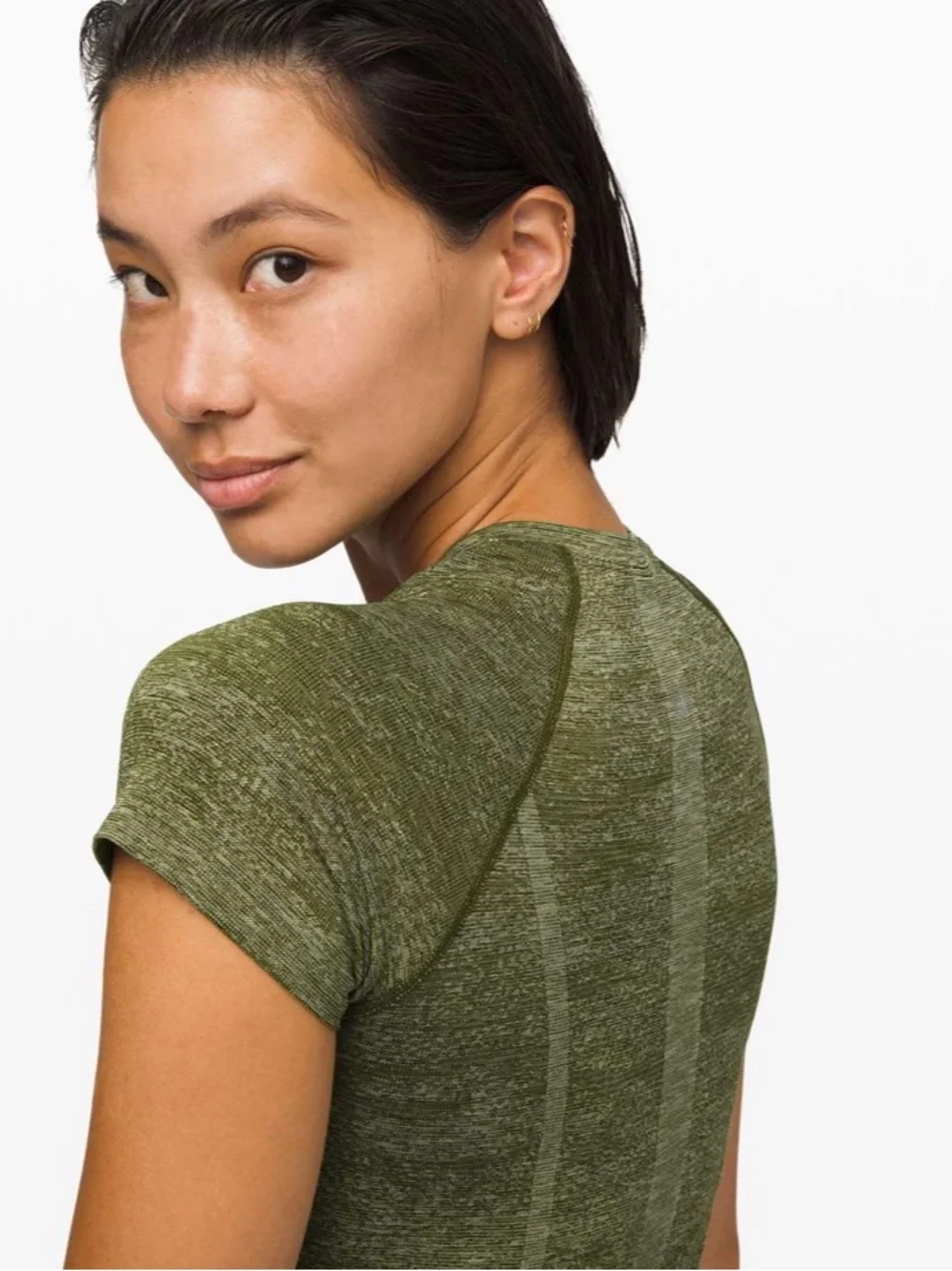 Lululemon Swiftly Speed Short Sleeve White Everglades Black Field Green Sz 10 - Picture 2 of 12